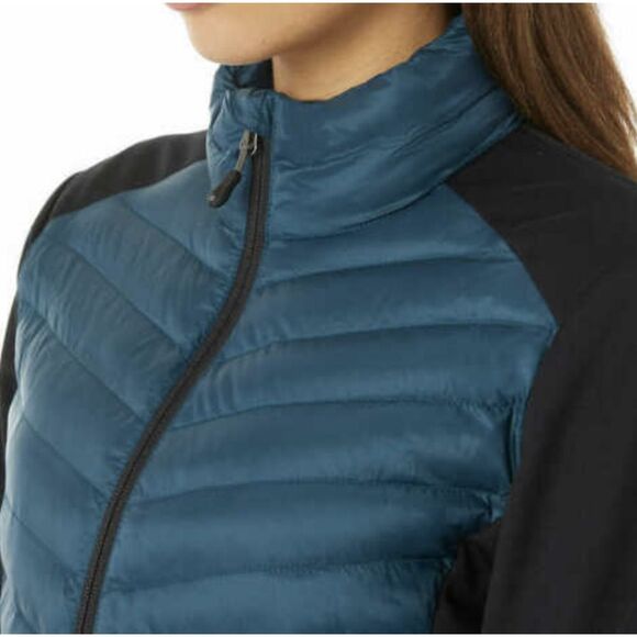 32 Degrees Womens Mixed Media Jacket Blue Dark Teal Size S Extra Lightweight! - Picture 5 of 7